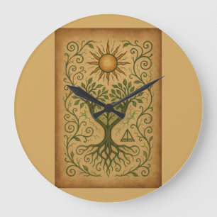 Redondo Grande Reloj de sol de árbol de la vida - naturaleza y sí