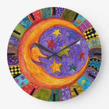Reloj de Sol, Luna y Estrellas de colores
