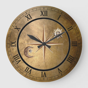 Redondo Grande reloj de sol y luna de bronce