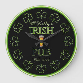 Redondo Grande Reloj de taberna del pub bar Shamrock irlandés