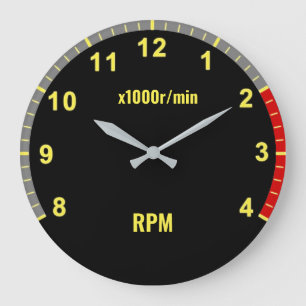 Redondo Grande Reloj de tacómetro de coche amarillo - Garaje mecá