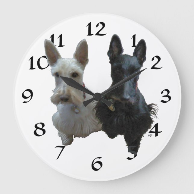 Redondo Grande Reloj de Terrier Escocés (Anverso)