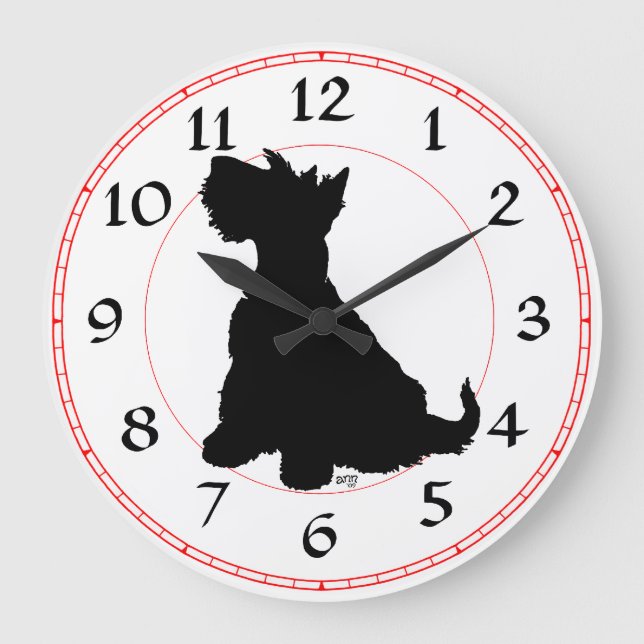 Redondo Grande Reloj de Terrier Escocés (Anverso)