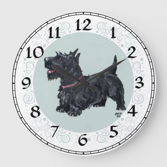Redondo Grande Reloj de Terrier Escocés (Anverso)