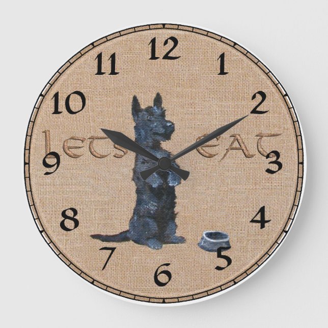 Redondo Grande Reloj de Terrier Escocés (Anverso)