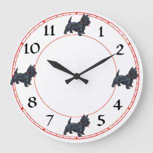 Redondo Grande Reloj de Terrier Escocés