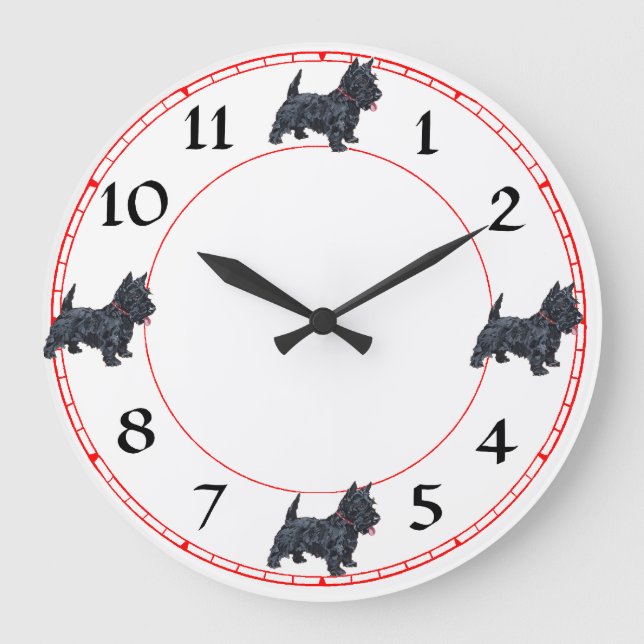 Redondo Grande Reloj de Terrier Escocés (Anverso)