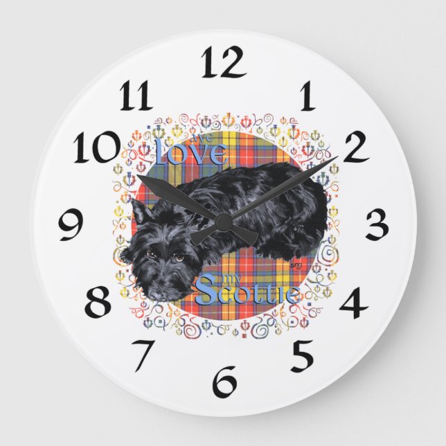 Redondo Grande Reloj de Terrier Escocés (Anverso)