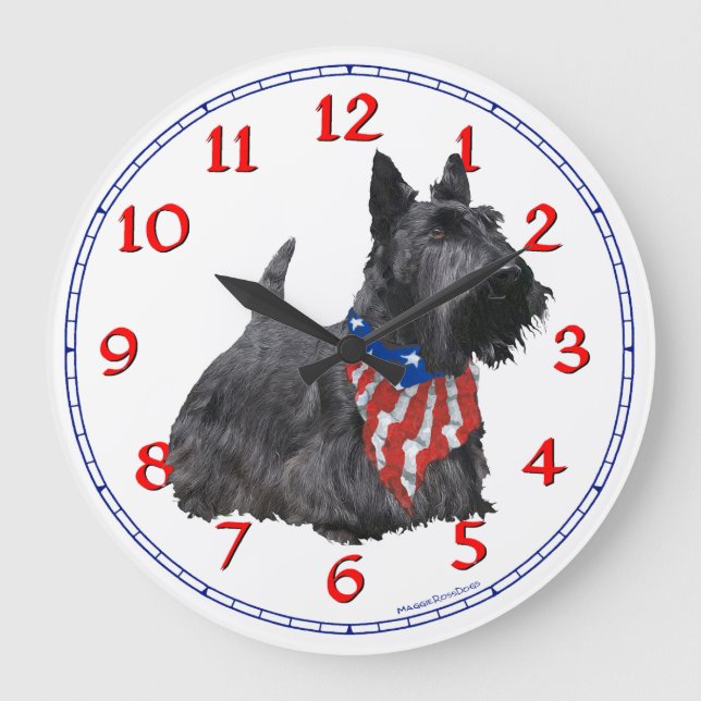 Redondo Grande Reloj de Terrier Escocés (Anverso)