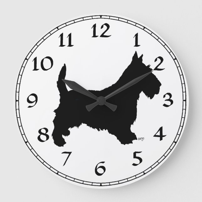 Redondo Grande Reloj de Terrier Escocés (Anverso)