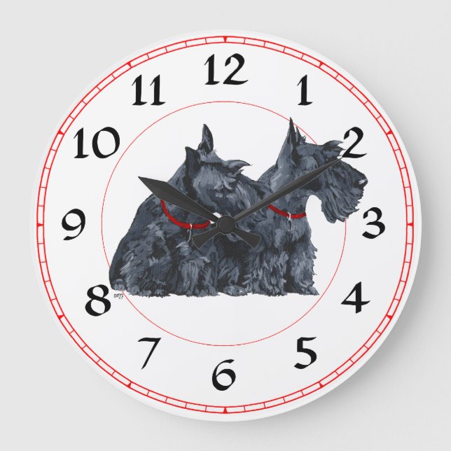 Redondo Grande Reloj de Terrier Escocés (Anverso)
