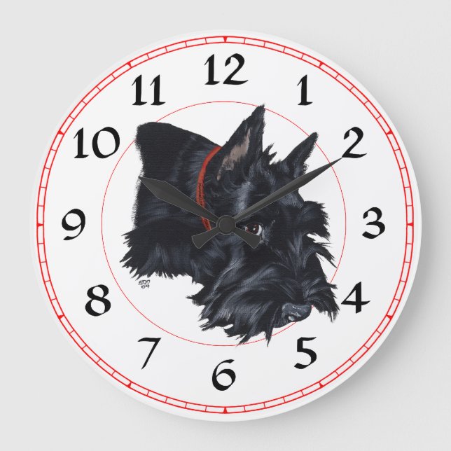 Redondo Grande Reloj de Terrier Escocés (Anverso)