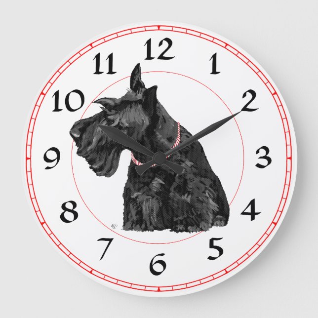 Redondo Grande Reloj de Terrier Escocés (Anverso)