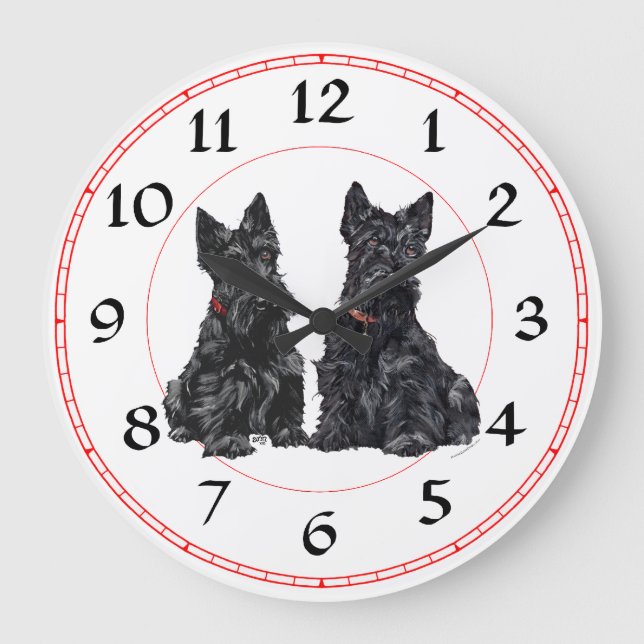 Redondo Grande Reloj de Terrier Escocés (Anverso)