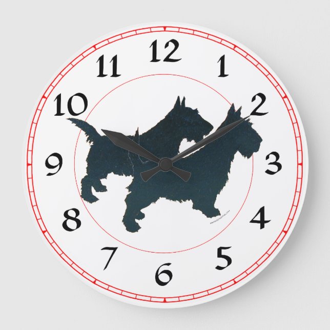 Redondo Grande Reloj de Terrier Escocés (Anverso)