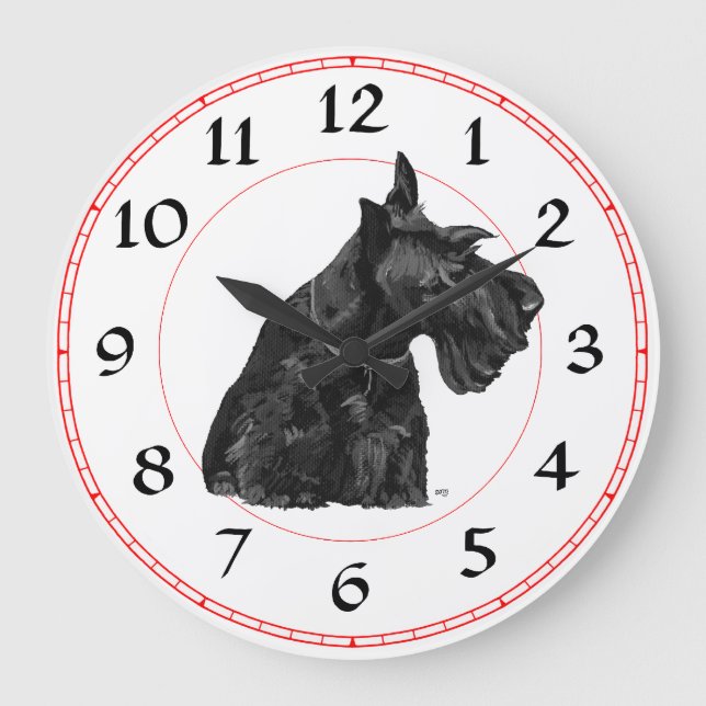 Redondo Grande Reloj de Terrier Escocés (Anverso)