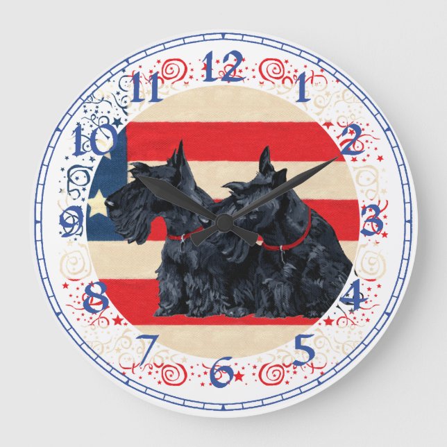 Redondo Grande Reloj de Terrier Escocés (Anverso)