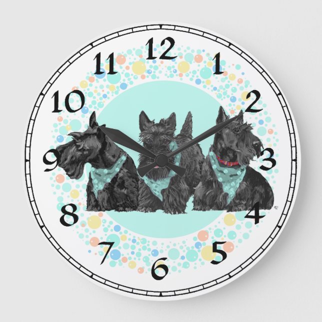 Redondo Grande Reloj de Terrier Escocés (Anverso)
