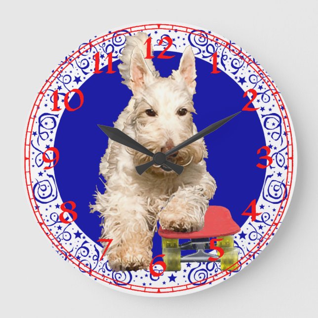 Redondo Grande Reloj de Terrier Escocés (Anverso)