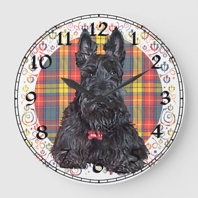 Redondo Grande Reloj de Terrier Escocés (Anverso)