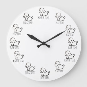 Redondo Grande Reloj de tiempo de cena divertido perro de dibujos