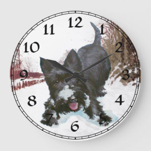 Redondo Grande Reloj de tiempo de juego de invierno del Terrier e