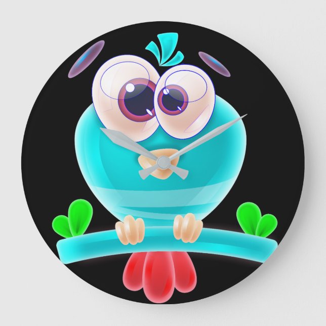 Redondo Grande Reloj de tiempo de pájaro funky (Anverso)