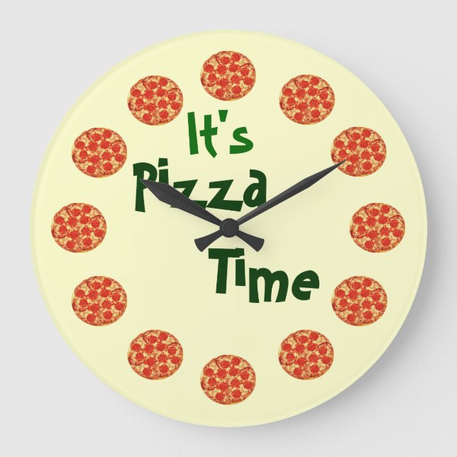 Redondo Grande Reloj de tiempo de pizza (Anverso)