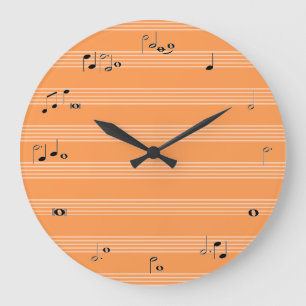Redondo Grande Reloj de tiempo del músico - naranja y blanco