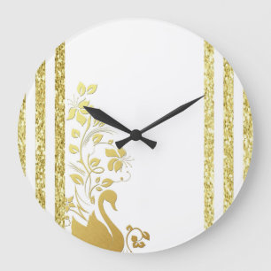 Redondo Grande Reloj de tiras florales para cebos de oro