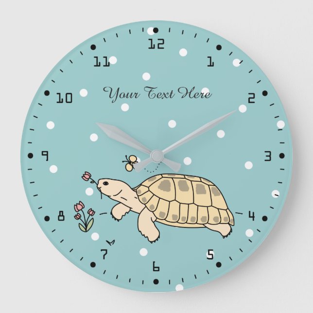 Redondo Grande Reloj de tortuga ruso personalizable (Anverso)