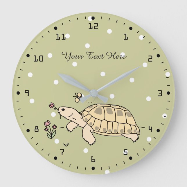 Redondo Grande Reloj de tortuga ruso personalizable (Anverso)