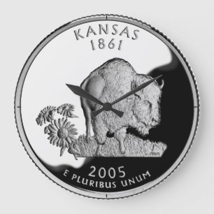 Redondo Grande Reloj de trimestre falso del estado de Kansas