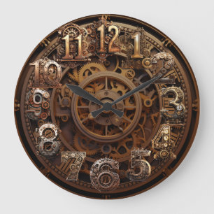 Redondo Grande Reloj de vapor (cobre)