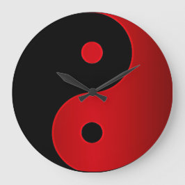 Redondo Grande Reloj de Yin Yang en rojo y negro
