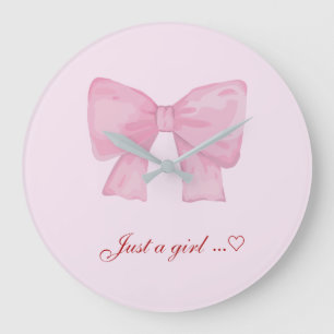 Redondo Grande Reloj decorativo con lazo rosa