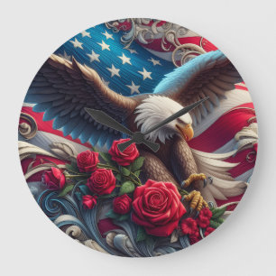 Redondo Grande Reloj del Águila Americana Patriótica