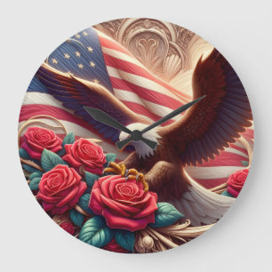 Redondo Grande Reloj del Águila Americana Patriótica