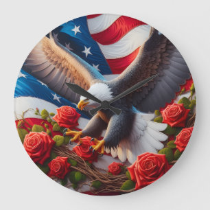 Redondo Grande Reloj del Águila Americana Patriótica