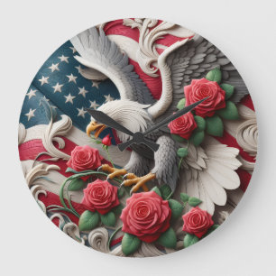 Redondo Grande Reloj del Águila Americana Patriótica