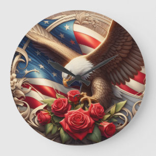 Redondo Grande Reloj del Águila Patriótica Americana