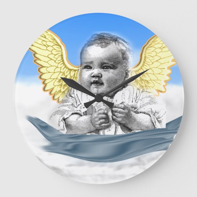 Redondo Grande reloj del ángel del bebé (Anverso)
