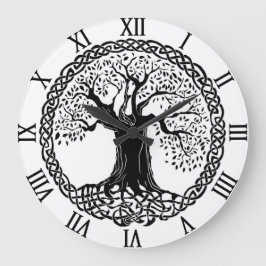 Redondo Grande Reloj del árbol de la vida