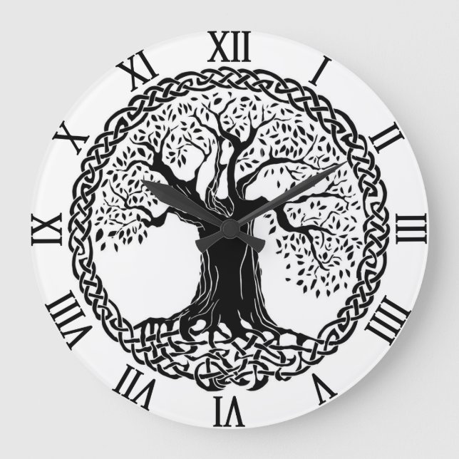 Redondo Grande Reloj del árbol de la vida (Anverso)