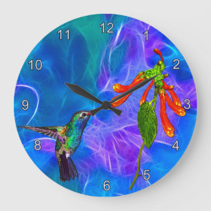 Redondo Grande Reloj del arte de los Pájaro-amantes salvajes del