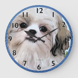 Redondo Grande Reloj del arte de Shih Tzu