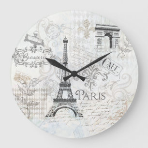 Redondo Grande Reloj del arte del collage de París