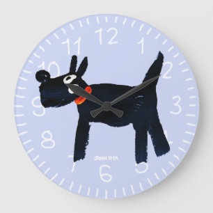 Redondo Grande Reloj del arte: Perro de Scotty el tintóreo de