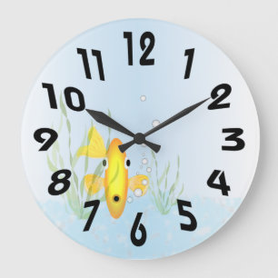 Redondo Grande Reloj del bol de pescado de oro