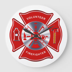 Redondo Grande Reloj del bombero - voluntario